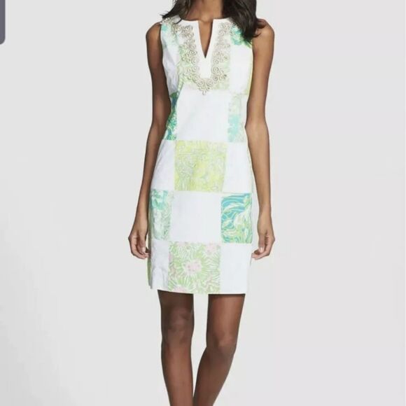 Lilly Pulitzer Janice shift resort dress white lioness patch sz 00 - Picture 1 of 5